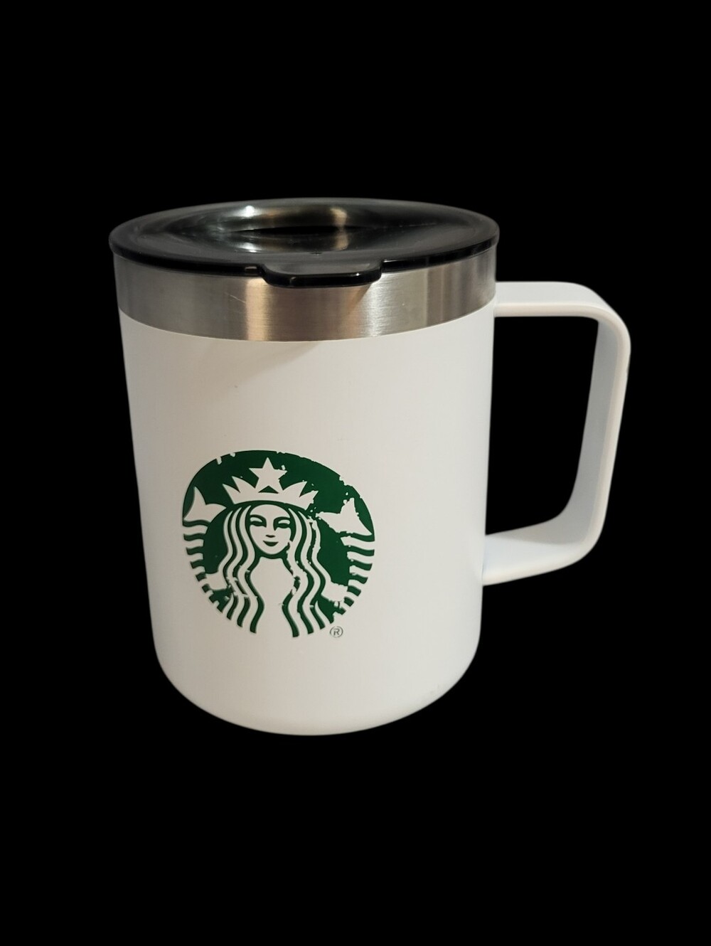 Starbucks 2020 Stainless Steel Travel Mug White Green Siren Mermaid 12 Oz Lid